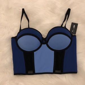 Bebe black/blue crop top